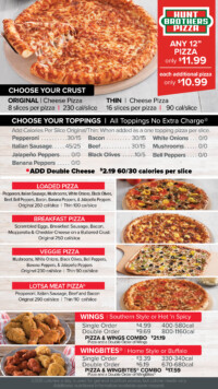 Hunt Brothers Pizza Menu - Pak A Sak | Amarillo and West Texas