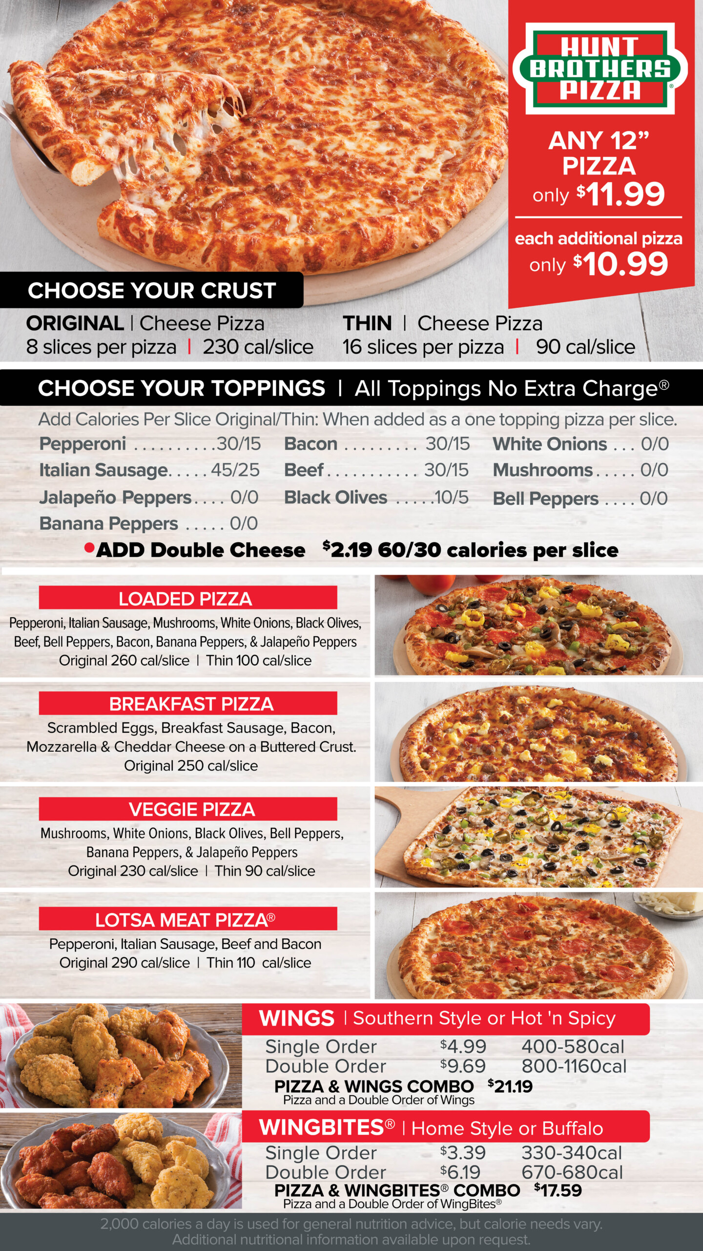 Hunt Brothers Pizza Menu Pak A Sak Amarillo And West Texas